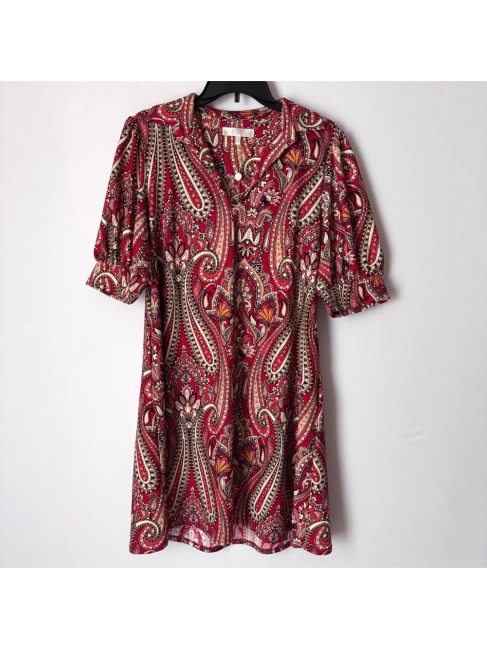 Jude Connally Women Red Paisley Knee Length Dress Size M